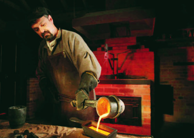 Pouring a gold bar at Sovereign hill